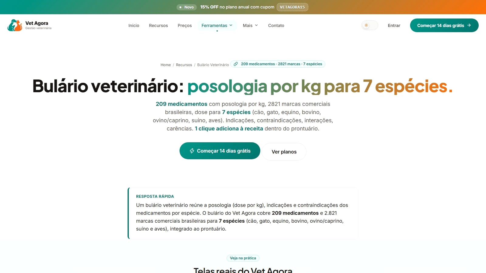 print do projeto vetagora bulario veterinario