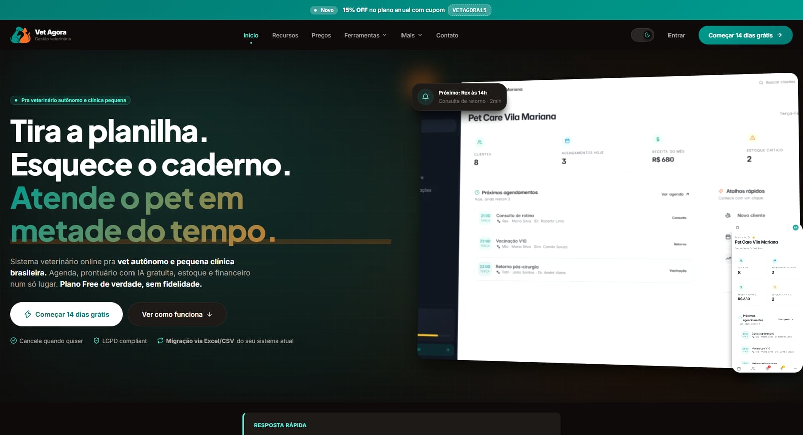 print do projeto vetagora hero