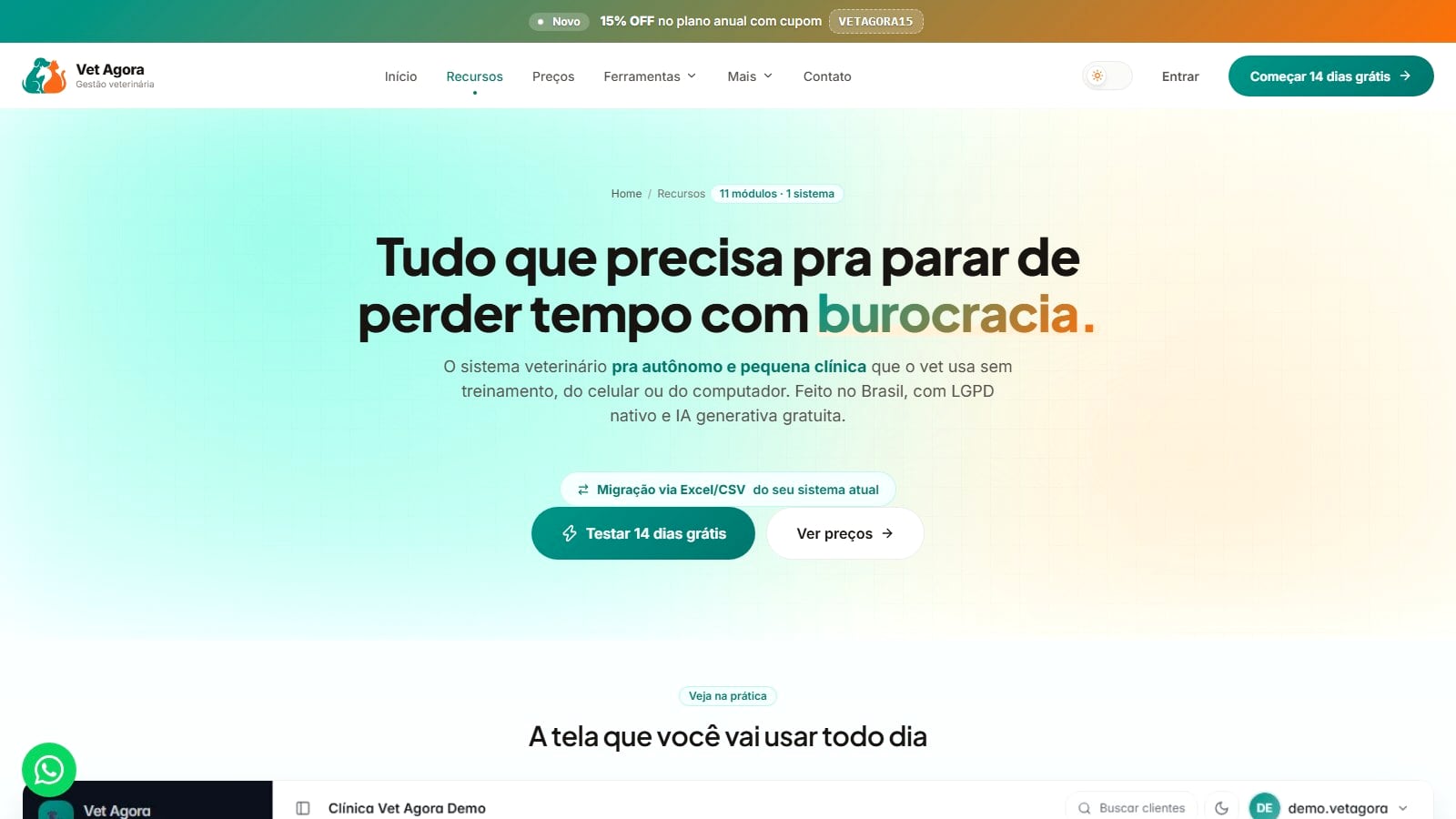 print do projeto vetagora recursos